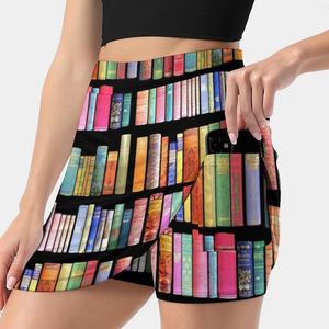 Kjolar bokmaskar glädje / antik bokbibliotek för bibliofil kvinnokjol med fickvintage tryck en linje sommar