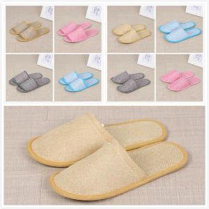 Cotton Linen Disposable Slippers Anti-slip Travel Hotel SPA Home Guest Shoes Colorful One-time sandals Breathable Soft Slippers Quality