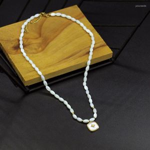 Подвесные ожерелья ожерелье из нержавеющей стали 2023 Модные украшения богемный стиль очарование натуральное камень раковина бусинка женская кофера для Гавайев