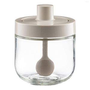 Bottiglie di stoccaggio Contenitori per condimenti in vetro trasparente per olio/condimenti con pennello/cucchiaio incorporato