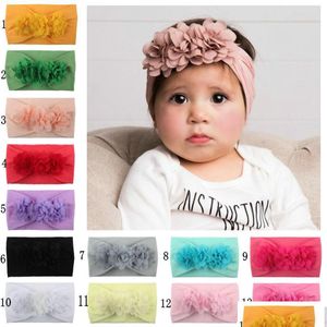 Haarschmuck 13 Farben Kinder Baby Designer Stirnbänder Weiche elastische Chiffon Blume Prinzessin Kopfband Mädchen Stirnband Party Supplies DHDVZ