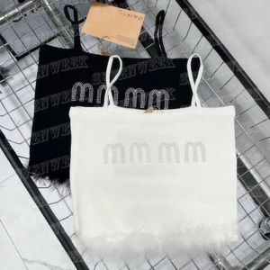 Croped Tank Top for Women Rhinestone Letter Sling Vest Sexy Charm Lady Tanks Tops