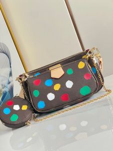 Luxury designer bags shoulder Rainbow Bags 3d Painted Dots Print Side Trunk Messenger Bag Handbags Canvas Leather Purse wallets M46385