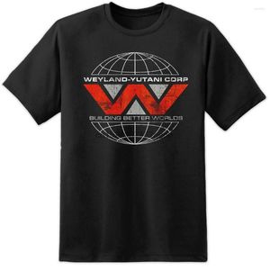 Men's T Shirts Aliens Weyland Yutani Corp DIstressed Logo Shirt Nostromo Xenomorph M41A Movie Arrival Men Short Sleeve