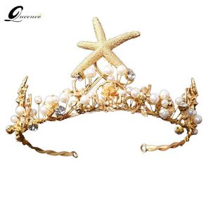 Altri accessori di moda Stella marina d'epoca Corone da sposa Perla Tiara da sposa Gioielli per capelli da sposa Fasce per capelli da donna Copricapo da festa Prom J230525