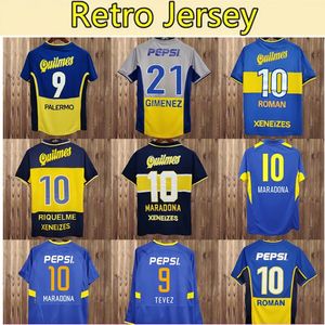 1999 Boca Juniors Retro MARADONA CANIGGIA Soccer Jerseys Long sleeved 1996 1998 2001 2003 2009 2010 ROMAN GIMENEZ RIQUELME PALERMO TEVEZ Home Away Football Shirt top