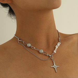 Асимметричный аномальный световой жемчужный ожерелье Женщина отдела воздержания