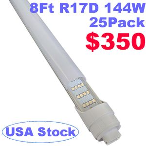 8ft LED-glödlampa 8ft LEDS-butik Ljus R17D 8 Fotled glödlampor 6000K 144W 18000LM, 8 fot butiksljus, T8/T10/T12 rörlätt ersättning, dubbel-end-ballast bypass usastar
