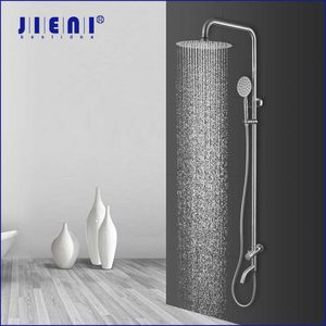 Bathroom Shower Sets JIENI Bathroom Shower Faucet Set Nickel Brushed Wall Mounted Rainfall And Stream With Single Handle Control Only Cold Water Taps G230525