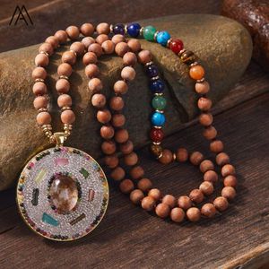 Correntes pedras naturais de ponta 7 Chakra Chokers Colar Women Women Women Wooden Wooden Beads Energy Yoga Designer Jewelry Gifts