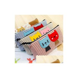 Pencil Bags Cute Cartoon Cat Pen Bag/Case Cosmetic Makeup Bag With Drop Delivery Office School Business Industrial Supplies Cases Dh7Vn