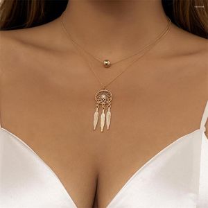 Pendant Necklaces Vintage Multi-Layer Necklace For Woman Gold Color Aesthetic Dream Catcher Choker Jewelry Couple Accessories 2023