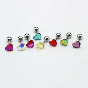 Charm 2pcs küçük kalp kulak saplamaları küpeler kıkırdak küpeler kristal cerrahi çelik 5mm 8 renk gövde piercing mücevher ücretsiz nakliye g230307