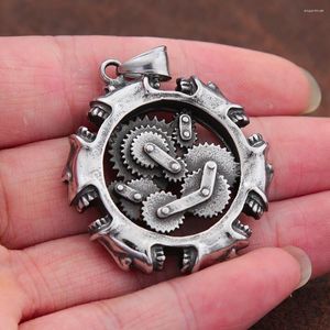 Anhänger Halsketten Punk Hip Hop Mechanische Schädel Halskette Männer Gothic Getriebe Edelstahl Biker Mode Schmuck Geschenk