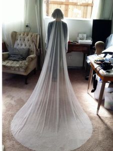 Véias de noivas elegantes véu longo pão líquido tule uma camada sem pente feminino presente de festa de casamento