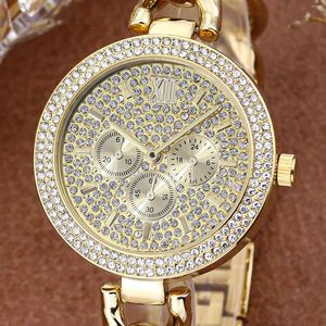 Avanadores de pulso Missfox Fashion Women Women Iced Out Diamond Quartz para Ladies Sparkly Bracelet Clock Dro Relogio feminino