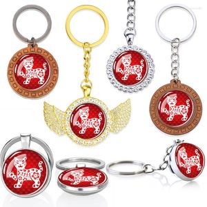 Keychains esspoc anime tiger Keychain Charms Crystal Keyholder China Classic Traditionella pappersskurna kulturella smycken souvenirer