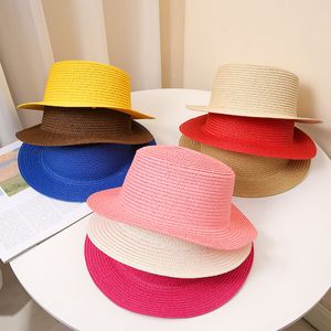 Summer Beach Straw Hat Fashion Flat Shade Hats Kobiety mężczyźni ochrona przedszkola czapki świąteczne czapki podróżne sunhat sunhats 18 colors