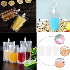 100ml-500ml Travel Drink Spout Pouches Transparent Plastic Bags Sealed Juice Storage Beverage Ice Cold Drink Pouch Portable