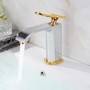 Bathroom Sink Faucets Vidric Wholesale Brass Modern Style Design Gold /Chrome/ Black Single Handle Hole Vessel Basin Faucet Tube