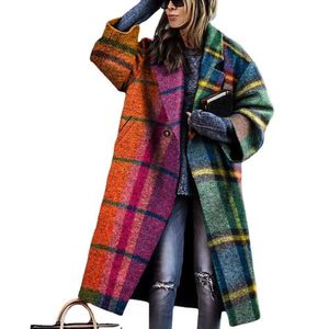 omen's coat suit large size windbreaker plus long high-grade wool wool overcoat spring and autumn women's loose slit top long sleeve thin windbreaker large size women's