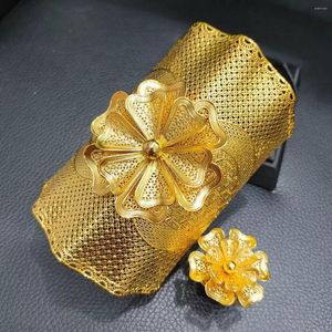 Halsbandörhängen Set Dubai 24K Gold Plated Armband Ring Wedding Jewelry for Women DD10225