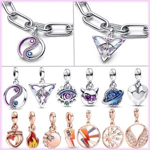 925 Sterling Silver Pandora Charm Me Series Small Butterfly Eyes of the Heart Mini -Hanging DIY Armband Women's Syckel Fashion Accessories Gratis leverans