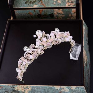 Altri accessori moda barocco fatto a mano perline di cristallo rosa diademi nuziali corona accessori per capelli da sposa vintage corone di strass spettacolo prom dia J230525