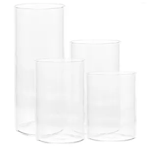 Candle Holders 4 Pcs Glass Cup Hurricane Clear Supplies Cylinder Cover Candlestick