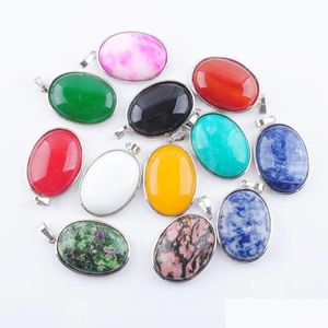 Pendant Necklaces Natural Stone Oval Beads Reiki Healing Shape Pendum Pendants For Necklace Making Fashion Bn377 Drop Delivery Jewelr Dhjzs