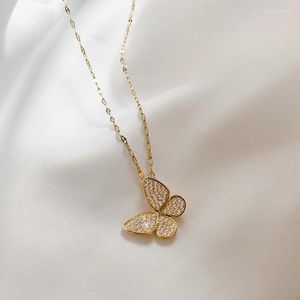 Pendant Necklaces Korean Fashion Stainless Steel Jewelry Butterfly Necklace For Women Gold Color Female Gifts Wholesale Items