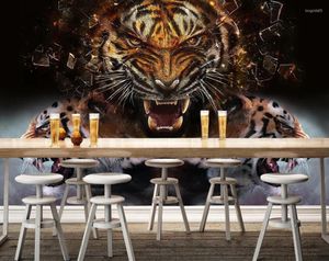 Wallpapers Customized Large-scale 3D Mural Wallpaper Tiger Sheng Wei Down The Mountain Roar River Top Gun Cloud Background Wall