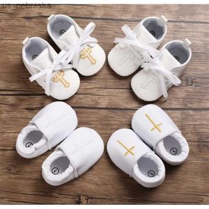 First Walkers Baby Girls Baby Boys Cross Baptism Distenning Elastic Stängning Shoes Premium Soft Sole Spädbarn Förbehållare Toddler Sneaker Shoes 210317 L230518