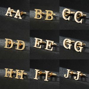 تربط الكفة الرسائل الإنجليزية ذات الجودة الذهبية عالية الجودة A-Z Men's Jewelry Jewelry Shirt Cufflinks French Business Accessories G220525