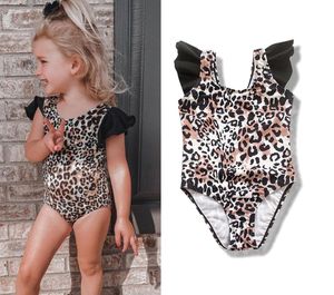 Children's Swimwear kids Beach wear Ruffled Leopard Print Girls' One Piece swimsuit