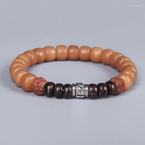 Bracelets de charme Buzina Bornamento Boletê de coco Braça de porca de azeitona Tibetana Budismo Mala Mala Mala Seis True Mantra Palavras Meditação Jóias om