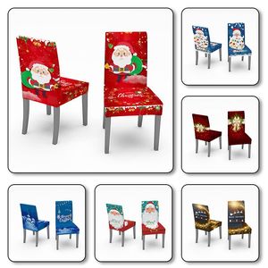 Fodere per sedie Fodera in spandex con stampa di Babbo Natale per sedie da sala da pranzo Decorazione natalizia per feste con schienale alto