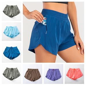 LU-001 Yoga Shorts Womens Yoga Outfits High midjeshorts träning korta byxor Fitness Wear Girls Running Adult Sportswear