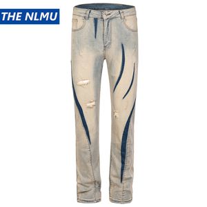 Jeans masculinos Men Retro Slim Jeans rasgou o designer de luxo Harajuku Streetwear Jeans Vintage Y2K Jeans Jeans calças para o homem 230524