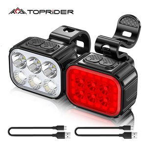 Bike Lights TOPRIDER 550LM Light Front Lamp USB Rechargeable T6 LED 1100mAh Bicycle Waterproof Headlight Accessories 230525
