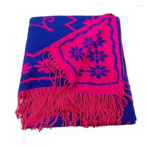 Halsdukar kvinnors kashmir foulard femme square halsduk sol blomma nationell vind lijiang jacquard sjal vinter förtjockad
