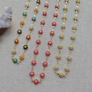 Anhänger Halsketten Koreanische Blume Gänseblümchen Schlüsselbein Kette Halskette Frauen Nette Süße Blumen Tropf Öl Choker Geburtstag Valentinstag Geschenk