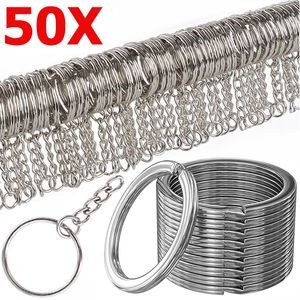 50 Stücke Silber Überzogene Metall Blank Schlüsselring Split Ring Keyfob Schlüssel Halter Ringe Frauen Männer DIY Schlüssel Ketten Schlüssel Zubehör