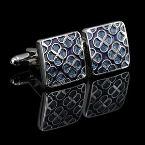 Манжеты Links Vintage Pattern Blue Men's Jewelry Brind Brand Серебряные запонки высококачественные свадебные G220525