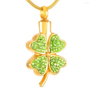 Pendant Necklaces MJD8220Beautiful Clover Shape Lucky Memorial Jewelry Necklace Crushed Flower Ash Holder For Women (Pendant)