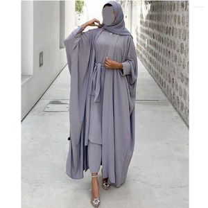 Ethnic Clothing Ramadan Muslim Abaya For Woman 2 Piece Set Prayer Garment Dubai Open Abayas Turkey Inner Dress African Kaftan Islamic