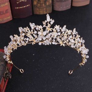 Andra modetillbehör Kmvexo Trendy Barock Crystal Luxury Wedding Crowns Handgjorda pärlor för brud Tiaras Fashion Queen Headpiece Hair Accessorie J230525
