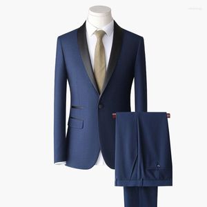 Ternos masculinos Shawel Lapeel Made Made Men Blazer 2 peças Jaqueta de uso de negócios para festa de baile de casamento (calças de casaco)