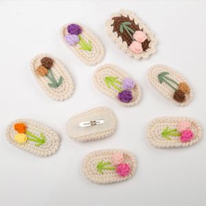 Kid Snaps Clipes Floral Clips Baby Flor Hairpin Kids Flower Crochet Clips Hairpins BB Barrette Girls Hair Acessórios