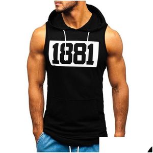 Canotte da uomo Mens Brand Palestre Abbigliamento Bodybuilding Top con cappuccio Gilet in cotone senza maniche Felpa Fitness Allenamento Abbigliamento sportivo Uomo D Dhorc